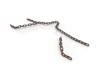 Two Dark Metal Chains Curved Shape Isolated On White Background 3d model