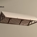 Triangular Architectural Awning With White Top And Wooden Supporting Slats