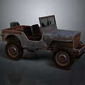 Rusty Vintage Open Top Jeep With Large Tires And Classic Design