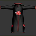 Black Robe With Red Cloud Pattern And Red Trim Details For Daily Wear 3d model