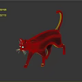 3D Model Black Cat With Pink Ears Green Eyes Walking On Gray Background