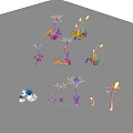 Cartoon Scene Featuring Fantasy Plants Colorful Mushrooms And Vibrant Flower Stems