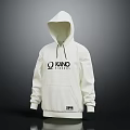 Stylish White Hooded Sweatshirt With Front Pocket And Brand Logo Design