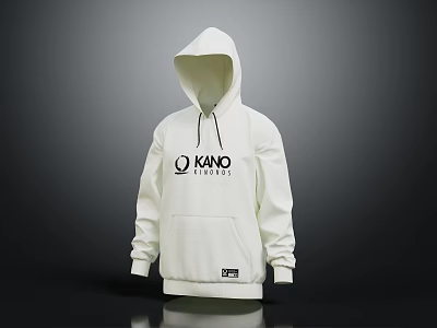 Stylish White Hooded Sweatshirt With Front Pocket And Brand Logo Design 3d model