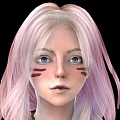 Female Game Character With Pink Gradient Hair Chainmail Outfit And Backless Design