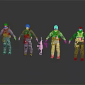 Game Movie Characters In Tactical Military Gear With Different Outfits And Weapon