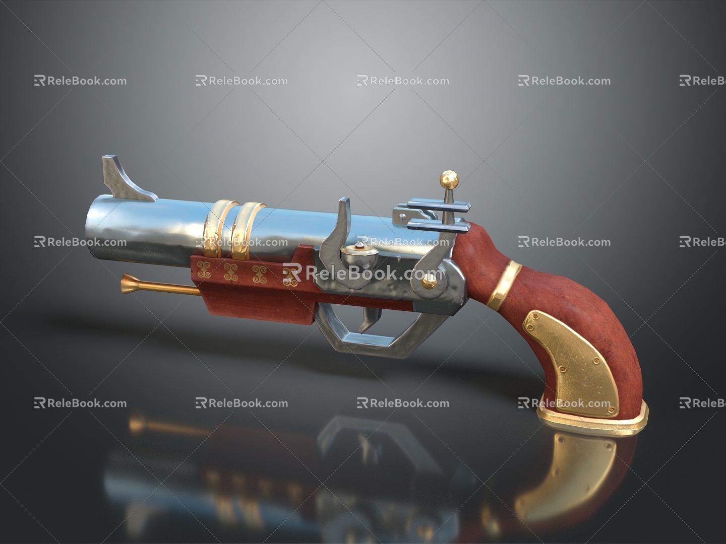 Retro musket magic gun cartoon musket 3d model