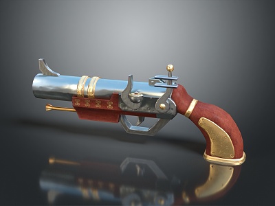 Retro musket magic gun cartoon musket 3d model