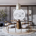 New Chinese Dining Table and Chair Combination Dining Table and Chair 3d model
