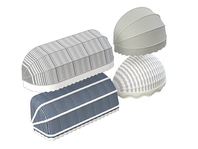 Outdoor Canopy with Striped Design Gray Blue Colors Oval and Rectangular Shapes 3d model