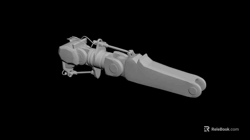 Mechanical Arm Industrial Component 3D Rendered Gray Structure With Jointed Parts 3d model