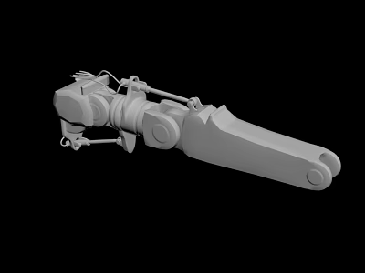 Mechanical Arm Industrial Component 3D Rendered Gray Structure With Jointed Parts 3d model