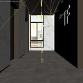 Modern Elevator Corridor With Marble Walls Wooden Ceiling And Businessmen