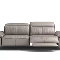 Modern Gray Leather Two Seater Sofa With Reclining Function And Metal Legs
