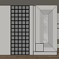 Modern Illuminated Room Divider With Grid Pattern And Marble Panel Design