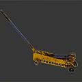 Yellow Hydraulic Jack With Blue Handle Wheels And PONE WALDHAUER Label