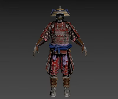 Modern game character Japanese samurai 3d model