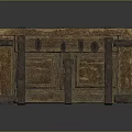 Vintage Wooden Trunk With Metal Straps And Carved Wooden Panels