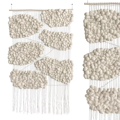 Handmade Macrame Wall Hanging With Textured Design And Natural Fiber Tassels 3d model