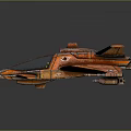 Orange Futuristic Starship With Sleek Design And Weapon Systems For Space Exploration
