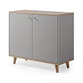 Gray Diamond Pattern Console Cabinet With Two Doors Wooden Top And Legs 3d model