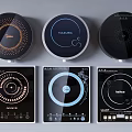Modern Kitchen Appliances Featuring Electric Cooktops With Circular Panels And Touch Controls 3d model