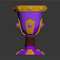 Ornate Decorative Goblet With Purple Gold Accents And Pink Gemstone Details