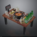 Cozy Dining Table Setup With Hotpot Fresh Food Drinks And Tablet