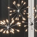Modern Starburst Chandelier with Multiple Illuminated Bulbs for Stylish Interior