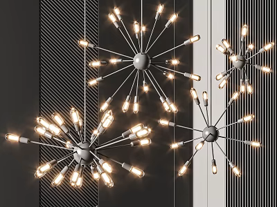 Modern Starburst Chandelier with Multiple Illuminated Bulbs for Stylish Interior 3d model