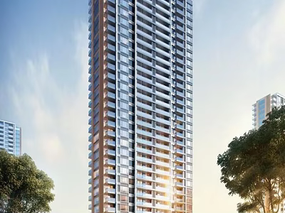 Modern High Rise Residential Building With Trees Other Structures And Sunny Sky 3d model