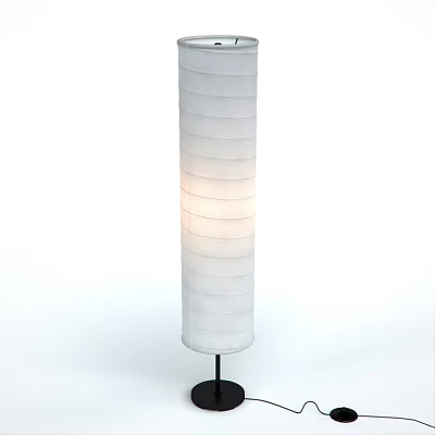 Modern White Floor Lamp With Striped Shade And Soft Lighting For Interior Decoration 3d model