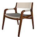 Modern Wooden Frame Single Chair With Light Colored Cushion And Sleek Design