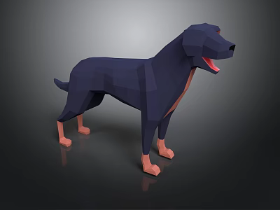Minimalist style geometric dog geometric dog side blue minimalist line silhouette animal silhouette shape 3d model