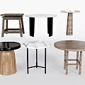 Various Stylish Side Tables With Wooden And Marble Tops And Metal Legs