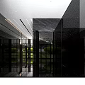 Modern Elevator Lobby Design With Mirrored Walls Ceiling Lights Directional Signage And Polished Floor
