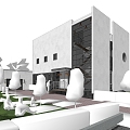 Modern single-family villa single-family villa architecture 3d model