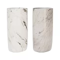 Two Cylindrical White Marble Washbasins with Natural Veins in Modern Design