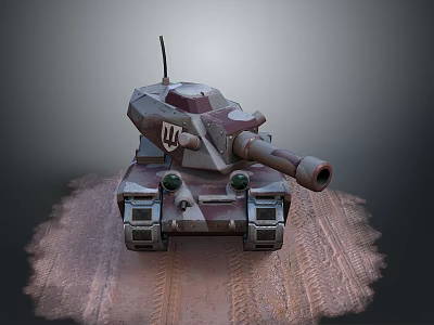Armored Tank With Camouflage Design Long Barrel And Tracks On Sand Surface 3d model