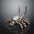 Steampunk Game Movie Character Mechanical Spider With Clock Face And Metal Legs