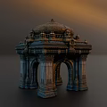 Ancient Architectural Pavilion Structure With Ornate Dome Carved Columns And Decorations