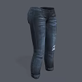 Trendy Slim Fit Dark Blue Jeans With Distressed Knees And Cuffed Ankles
