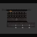 Mechanical Part With Gear Like Structure Dark Brown Metal Orange Symbol Curved Design Support Base