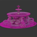Decorative Garden Ornament Stone Fountain Featuring Mythical Creature Carvings On Circular Base