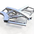 Silver Metal Frame Structure with Curved Bars Cross Beams and Connecting Parts