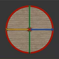 Playground Spinning Platform With Colorful Railings Red Base And Wooden Surface