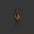 Mythical Insect Creature With Black Body Orange Yellow Wings Green Eyes And Long Antennae