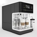 Modern Kitchen Coffee Machine with Two Espresso Cups and Stainless Steel Container 3d model