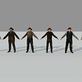 Multiple Male Characters Standing In Row With Different Vintage Costumes