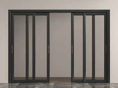 Modern Interior Sliding Doors With Black Frame And Glass Panels Design 3d model